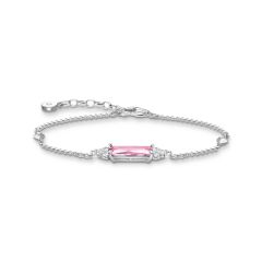 Thomas Sabo Octagon-Cut Pink Stone Silver Bracelet