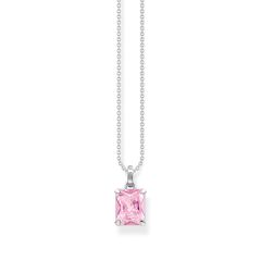 Thomas Sabo Octagon-Cut Pink Stone Silver Pendant Necklace