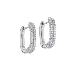 Sterling Silver White Sparkle Creole Hoop Earrings