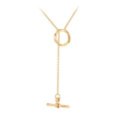 9CT Yellow-Gold Lariat T-Bar Drop Necklace