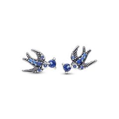 Pandora Sparkling Swallow Blue & Silver Stud Earrings