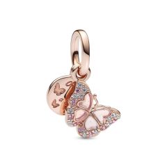 Pandora Moments Pink Butterfly & Quote Double Dangle Charm