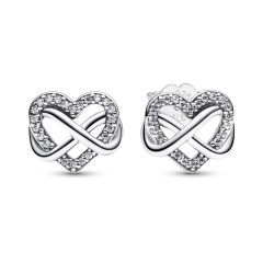 Pandora Sparkling Infinity Heart Sterling Silver Stud Earrings
