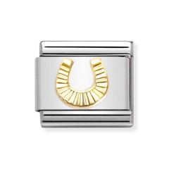 Nomination Composable Classic Etched Steel & Gold Horseshoe Charm