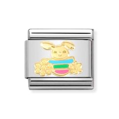 Nomination Composable Classic 18ct Gold Easter Bunny with Flowers Charm