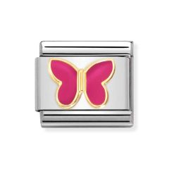 Nomination Composable Classic 18ct Gold Fuchsia Etched Butterfly Charm