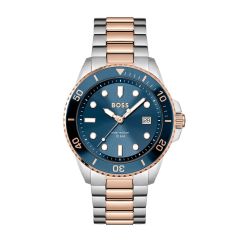 BOSS Watches Ace Steel Rose-Gold & Blue 43MM Men&rsquo;s Watch