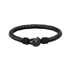 BOSS Jewellery Thad Braided Black Leather Men&rsquo;s Bracelet
