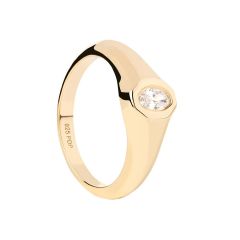 PDPAOLA Karry Stamp Gold-Plated Signet Ring