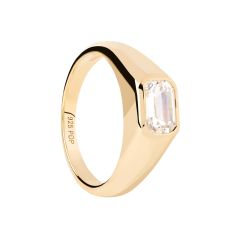 PDPAOLA Octagon Shimmer Gold-Plated Signet Ring