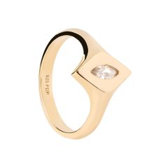PDPAOLA Kate Stamp Gold-Plated Signet Ring