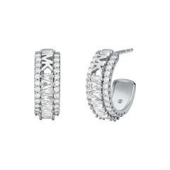 Michael Kors Precious Logo Silver Huggie Hoop Earrings