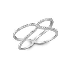 9CT White-Gold & Diamond Crossover Ring