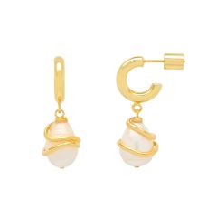 Estella Bartlett Pearl Drop Gold-Plated Wrap Hoop Earrings