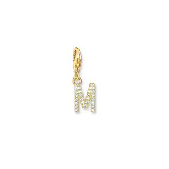 Thomas Sabo Letter M White Stones & Gold-Plated Charm
