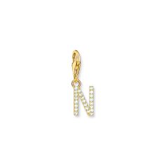 Thomas Sabo Letter N White Stones & Gold-Plated Charm