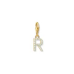 Thomas Sabo Letter R White Stones & Gold-Plated Charm