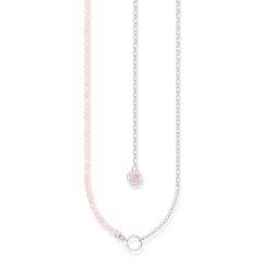 Thomas Sabo Charmista Rose Quartz Silver Link Charm Necklace