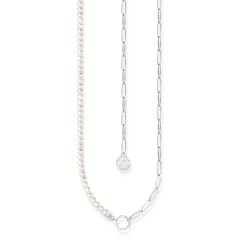 Thomas Sabo Charmista White Pearls Silver Link Charm Necklace