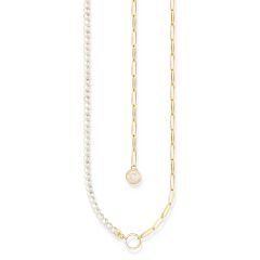 Thomas Sabo Charmista White Pearls Gold Link Charm Necklace