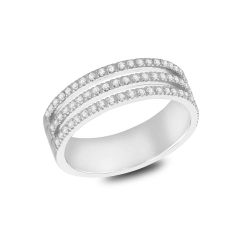 Sterling Silver Triple Row Sparkle Band Ring