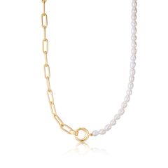 Ania Haie Pearl Gold-Plated Chunky Link Chain Necklace
