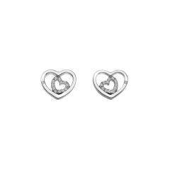 Hot Diamonds Enchanting Encased Heart Silver Stud Earrings