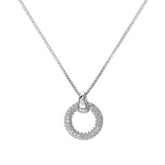 Hot Diamonds Forever Circle Topaz & Silver Pendant Necklace