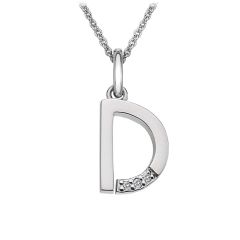 Hot Diamonds Letter D Sterling Silver Pendant Necklace