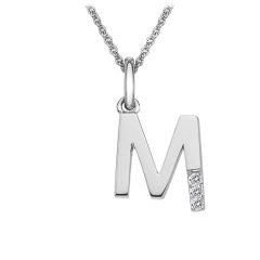 Hot Diamonds Letter M Sterling Silver Pendant Necklace