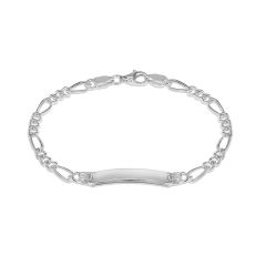 Sterling Silver ID Plate Figaro Chain Bracelet