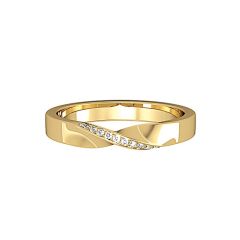 9CT Yellow-Gold & Diamond Ribbon Twisted Band Court Ring
