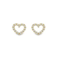 9CT Yellow-Gold Stone Open-Heart Stud Earrings
