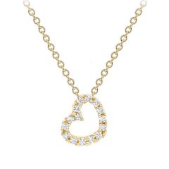 9CT Yellow-Gold & White Stone Asymmetrical Open-Heart Necklace