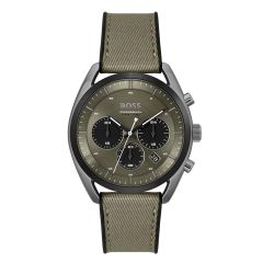 BOSS Watches Top Sport Steel Black & Khaki 44MM Chronograph Watch