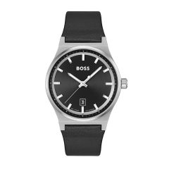 BOSS Watches Candor Steel & Black Leather 41MM Watch
