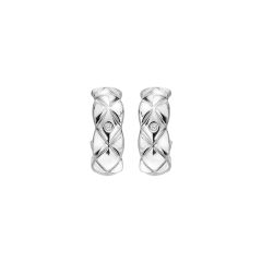 Hot Diamonds Quilted White Topaz & Silver Hoop Earrings