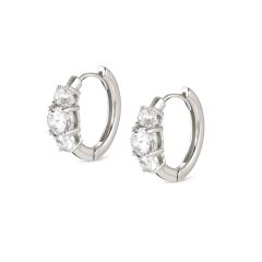 Nomination Colour Wave Three Stone Silver Hoop Earrings