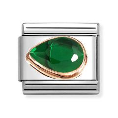 Nomination Composable Classic Left Green Stone Rose & Steel Charm