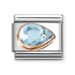 Nomination Composable Classic Right Light Blue Stone Rose & Steel Charm