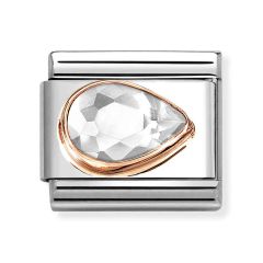 Nomination Composable Classic Right White Stone Rose & Steel Charm