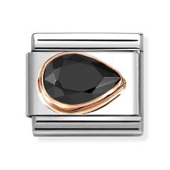 Nomination Composable Classic Right Black Stone Rose & Steel Charm