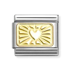 Nomination Composable Classic Heart Sunburst Gold & Steel Charm