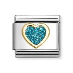 Nomination Composable Classic Turquoise Glitter Heart Charm