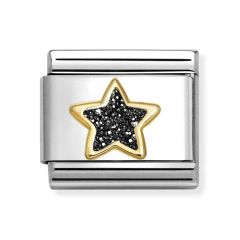 Nomination Composable Classic Black Glitter Star Gold & Steel Charm