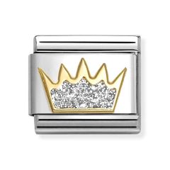 Nomination Composable Classic Silver Glitter Crown Gold & Steel Charm