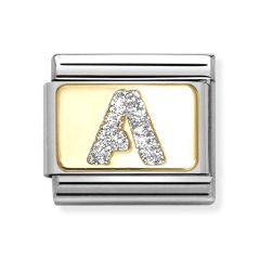 Nomination Composable Classic Letter A Glitter Gold & Steel Charm