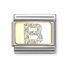 Nomination Composable Classic Letter B Glitter Gold & Steel Charm