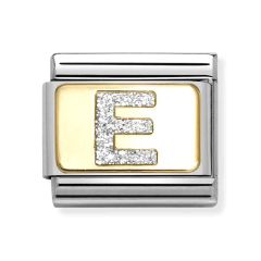 Nomination Composable Classic Letter E Glitter Gold & Steel Charm
