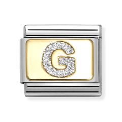 Nomination Composable Classic Letter G Glitter Gold & Steel Charm